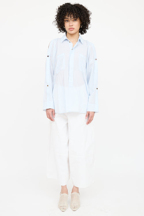 Helmut Lang Cold Shoulder Button Up Top