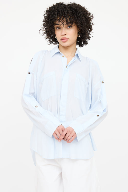 Helmut Lang Cold Shoulder Button Up Top