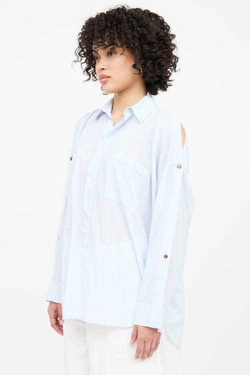 Helmut Lang Cold Shoulder Button Up Top
