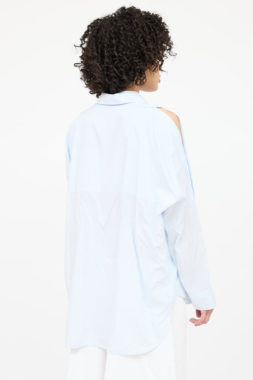 Helmut Lang Cold Shoulder Button Up Top