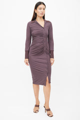 Helmut Lang Brown Asymmetrical Shirt Dress