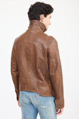 Helmut Lang Brown Leather Crinkled Jacket