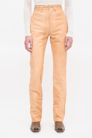 Helmut Lang Brown Leather Femme Hi Bootcut Pants