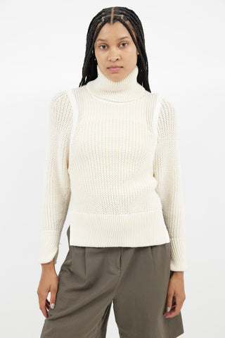 Helmut Lang Cream Knit Turtleneck Sweater