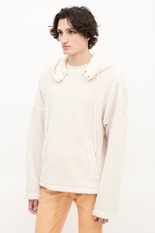 Helmut Lang Cream Sherpa Cut Out Hoodie