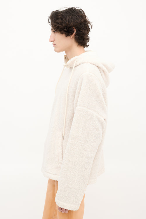 Helmut Lang Cream Sherpa Cut Out Hoodie