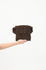 Helmut Lang Dark Brown Suede Strappy Crossbody Bag