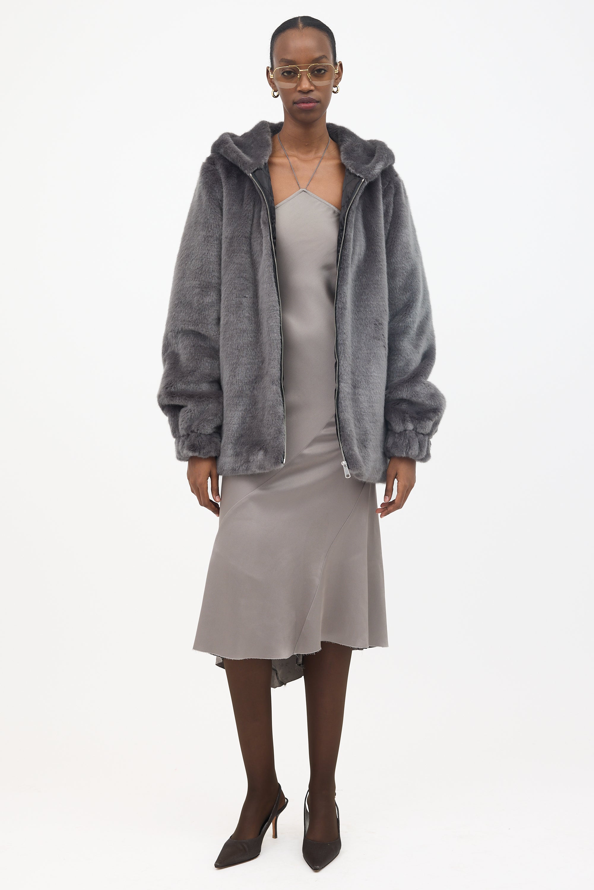 Helmut Lang // Faux Fur Oversized Zip Jacket – VSP Consignment