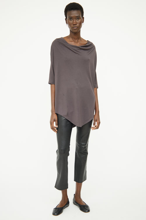 Helmut Lang Grey Cowl Neck Half Sleeve Top