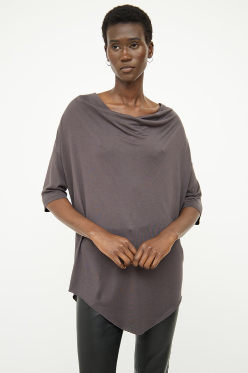 Helmut Lang Grey Cowl Neck Half Sleeve Top