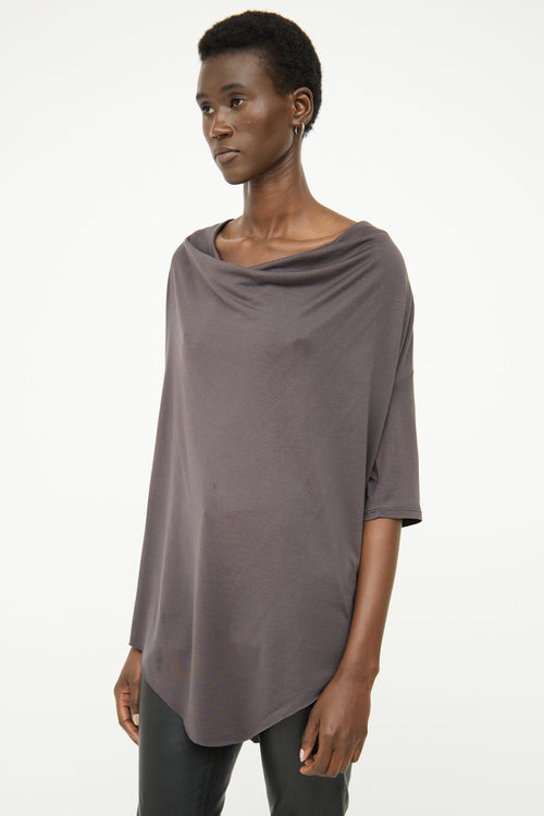 Helmut Lang Grey Cowl Neck Half Sleeve Top