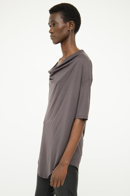 Helmut Lang Grey Cowl Neck Half Sleeve Top