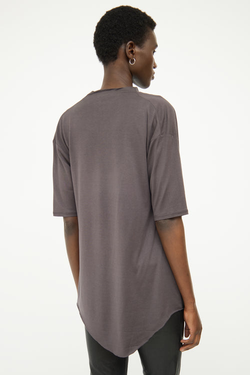 Helmut Lang Grey Cowl Neck Half Sleeve Top