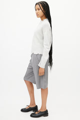 Helmut Lang Grey Distressed Knit Sweater