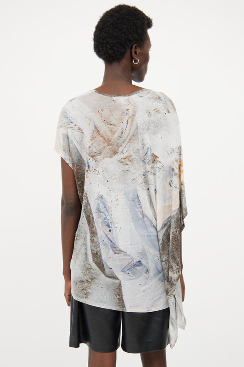 Helmut Lang Grey Multi Colour Graphic Short Sleeve T-shirt