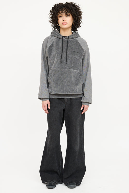 Helmut Lang Velour Logo Hoodie
