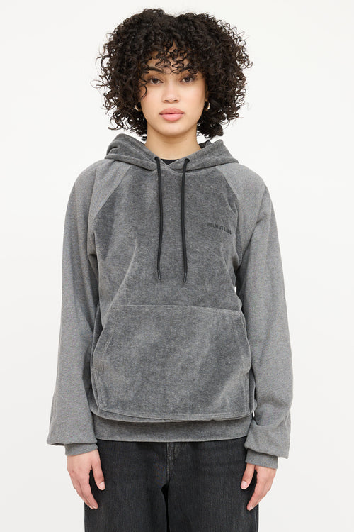 Helmut Lang Velour Logo Hoodie