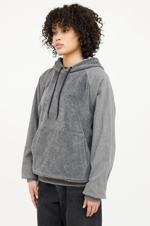 Helmut Lang Velour Logo Hoodie