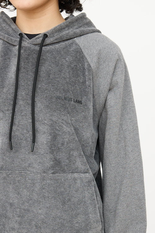 Helmut Lang Velour Logo Hoodie