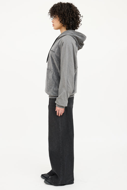 Helmut Lang Velour Logo Hoodie