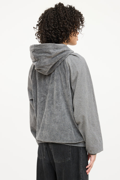Helmut Lang Velour Logo Hoodie