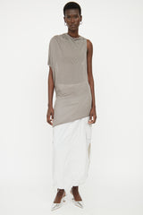 Helmut Lang Grey Asymmetrical Scrunch Top