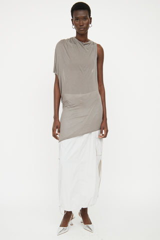 Helmut Lang Grey Asymmetrical Scrunch Top