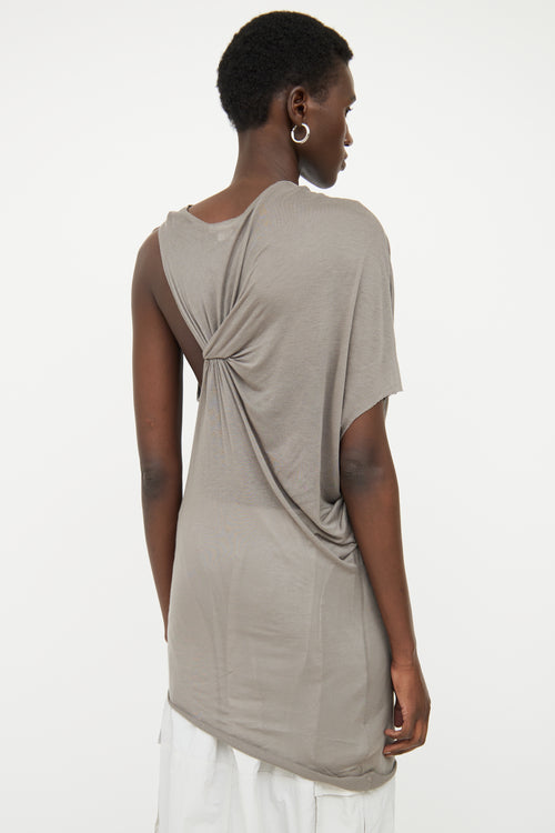 Helmut Lang Grey Asymmetrical Scrunch Top