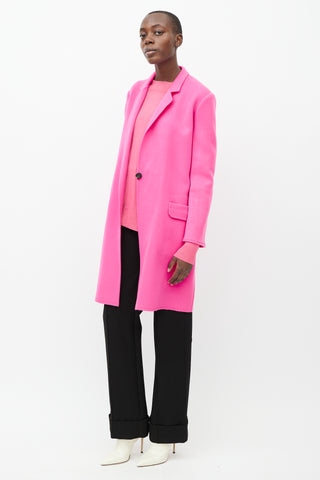 Helmut Lang Hot Pink Wool Two Pocket Coat