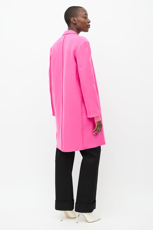 Helmut Lang Hot Pink Wool Two Pocket Coat