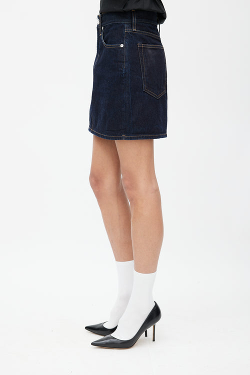 Helmut Lang Navy Denim Midi Skirt