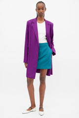 Helmut Lang Purple Wool Three Pocket Coat