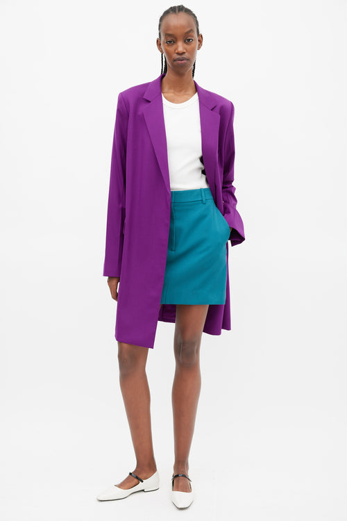 Helmut Lang Purple Wool Three Pocket Coat