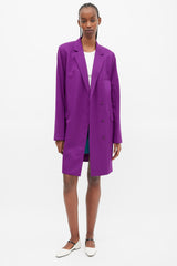 Helmut Lang Purple Wool Three Pocket Coat