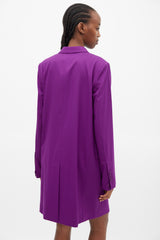 Helmut Lang Purple Wool Three Pocket Coat