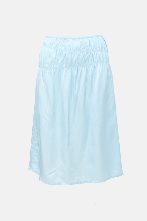 Helmut Lang Satin Ruched Midi Skirt