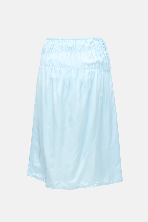 Helmut Lang Satin Ruched Midi Skirt