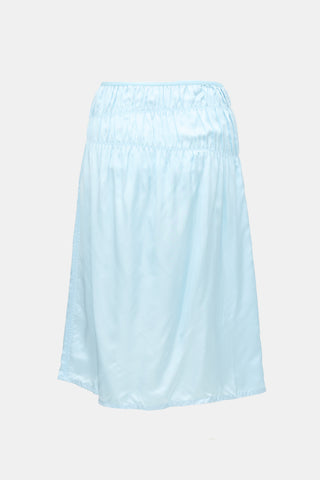 Helmut Lang Satin Ruched Midi Skirt