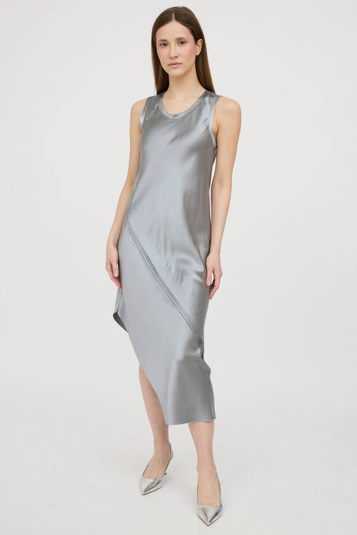 Helmut LangSilk Asymmetrical Raw Hem Dress