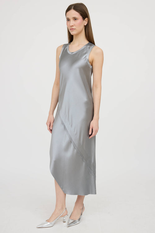 Helmut LangSilk Asymmetrical Raw Hem Dress