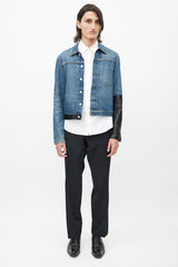 Helmut Lang Spring 2003 Blue & Black Leather Denim Jacket