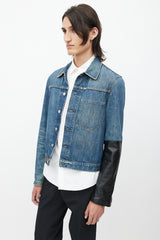 Helmut Lang Spring 2003 Blue & Black Leather Denim Jacket