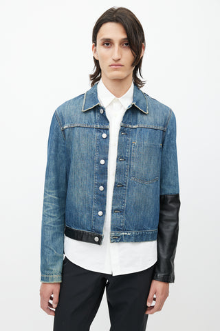 Helmut Lang Spring 2003 Blue & Black Leather Denim Jacket