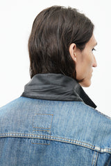 Helmut Lang Spring 2003 Blue & Black Leather Denim Jacket