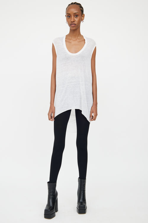 Helmut Lang White High Low Draped Top