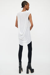 Helmut Lang White High Low Draped Top