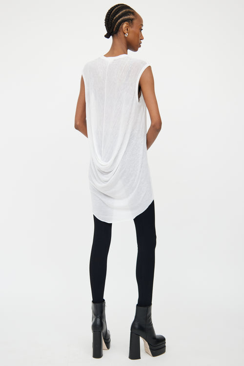 Helmut Lang White High Low Draped Top