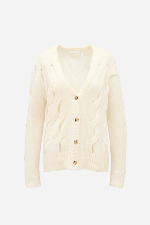 Helmut Lang Wool Cut Out Cable Cardigan
