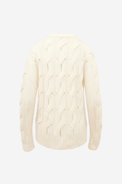 Helmut Lang Wool Cut Out Cable Cardigan