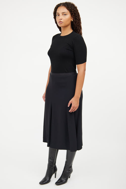 Helmut Lang Black A Line Midi Skirt